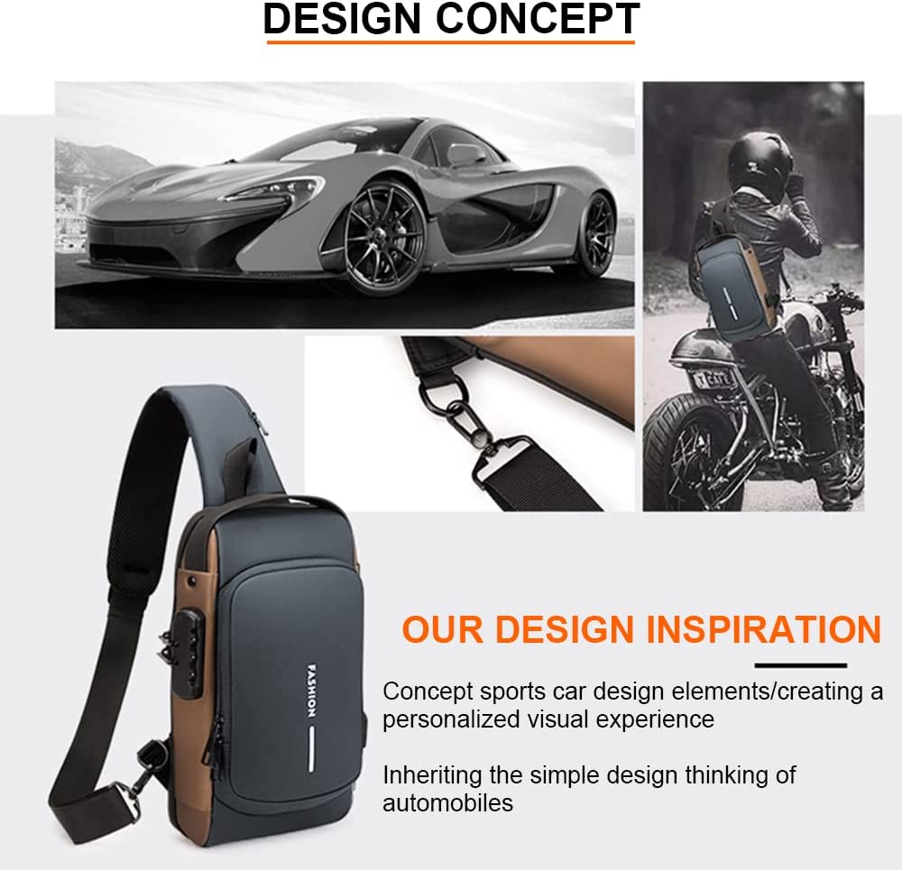 Dwenles Anti theft Crossbody Sling Bag,Waterproof Chest Daypack with USB Charging, Shoulder Backpack for Men Women (Black) - Image 2